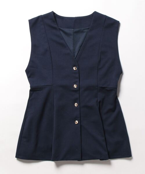 KOBE LETTUCE（コウベレタス）の「[ 低身長向けサイズ ]  ゴールドボタンペプラムジレベスト（ベスト・レディース・ネイビー/ブラック/アイボリー・PM）」の19枚目の写真