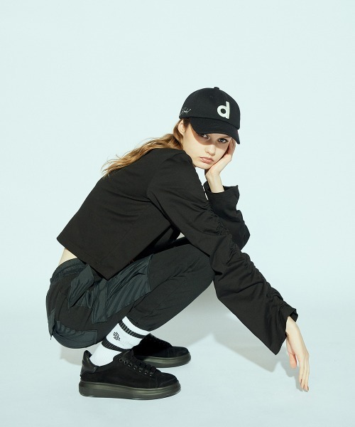 DOUBLE STANDARD CLOTHING（ダブルスタンダードクロージング）の「ジャージーベースボールキャップ（キャップ・レディース・ブラック/オフホワイト・FREE）」の6枚目の写真