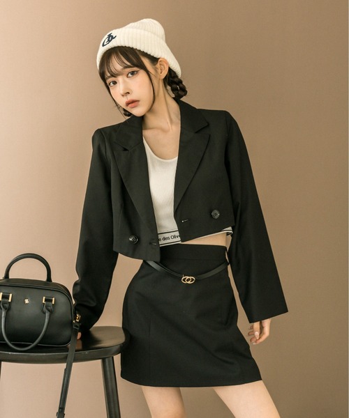 OLIVE des OLIVE（オリーブデオリーブ）の「【セットアップ対応】ベルト付きタイトミニスカート　1032010050（スカート・レディース・チャコールグレー/ブラック/ピンク・FREE）」の4枚目の写真