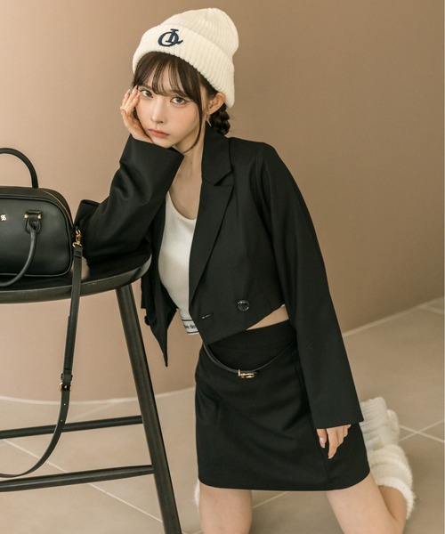 OLIVE des OLIVE（オリーブデオリーブ）の「【セットアップ対応】ベルト付きタイトミニスカート　1032010050（スカート・レディース・チャコールグレー/ブラック/ピンク・FREE）」の5枚目の写真