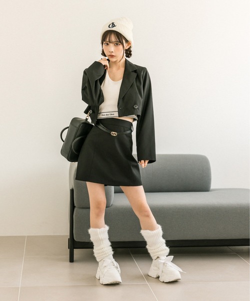 OLIVE des OLIVE（オリーブデオリーブ）の「【セットアップ対応】ベルト付きタイトミニスカート　1032010050（スカート・レディース・チャコールグレー/ブラック/ピンク・FREE）」の6枚目の写真