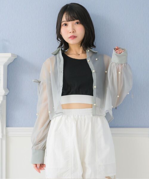 ♡極美♡Sheer Tiered Blouse 肩リボンのシアー素材トップス ♡極美♡Sheer Tiered Blouse 肩リボンのシアー素材トップス 【公式通販】