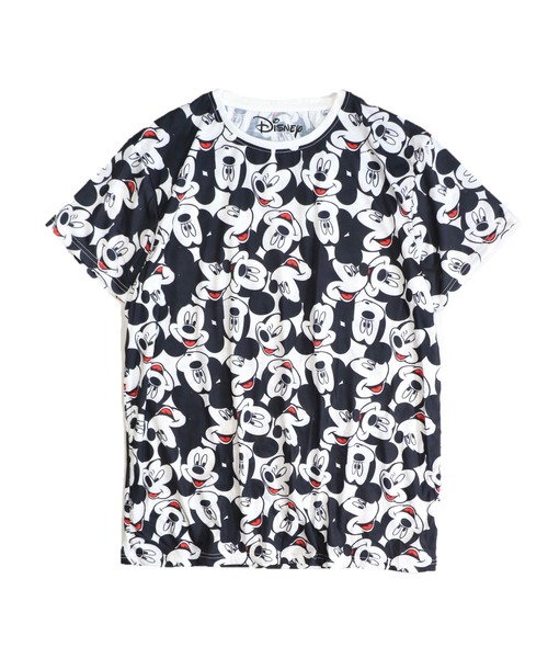 THRIFTY LOOK(スリフティールック)の「THRIFTY LOOK / スリフティールック MICKEY MOUSE"AOP HEADS"TEE ミッキー総柄TEE(Tシャツ/カットソー・メンズ・ブラック・X-LARGE/LARGE)」の1枚目の写真