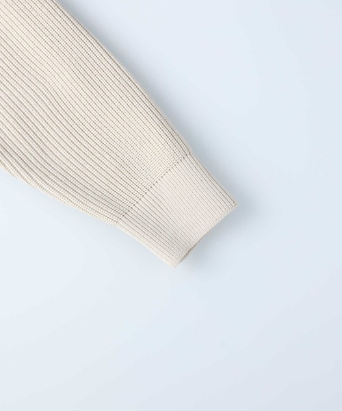 PLUS ONE（プラスワン）の「【PLUS ONE】軽テク 畦編みドライバーズニット（ニット/セーター・メンズ・オフホワイト/ブラック・M/L/XL）」の5枚目の写真