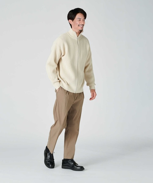 PLUS ONE（プラスワン）の「【PLUS ONE】軽テク 畦編みドライバーズニット（ニット/セーター・メンズ・オフホワイト/ブラック・M/L/XL）」の7枚目の写真