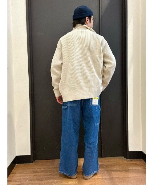 PLUS ONE（プラスワン）の「【PLUS ONE】軽テク 畦編みドライバーズニット（ニット/セーター・メンズ・オフホワイト/ブラック・M/L/XL）」の17枚目の写真