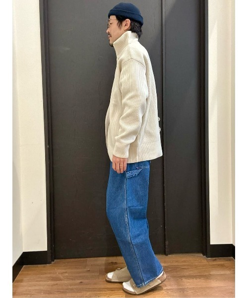 PLUS ONE（プラスワン）の「【PLUS ONE】軽テク 畦編みドライバーズニット（ニット/セーター・メンズ・オフホワイト/ブラック・M/L/XL）」の16枚目の写真