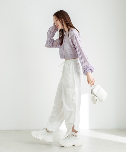 OLIVE des OLIVE（オリーブデオリーブ）の「【WEB/一部店舗限定カラーあり】NEW裾スリットリボンカーゴパンツ　1032020060（カーゴパンツ・レディース・サックスブルー/ブラック/ピンク系その他/ピンク/オフホワイト・FREE）」の7枚目の写真