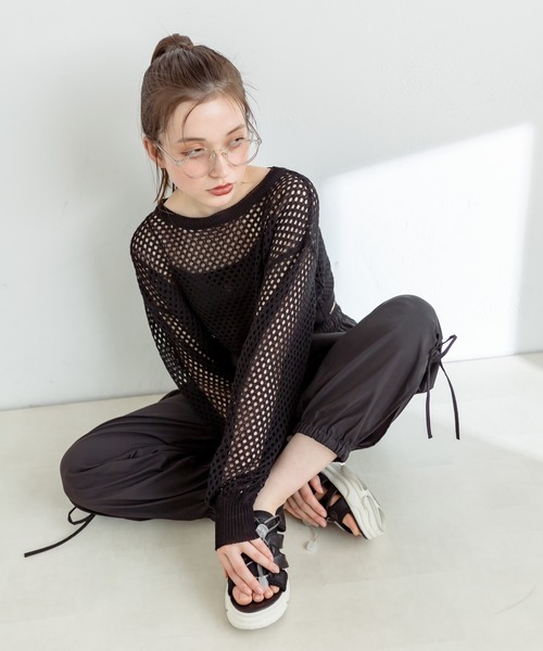 OLIVE des OLIVE（オリーブデオリーブ）の「【WEB/一部店舗限定カラーあり】NEW裾スリットリボンカーゴパンツ　1032020060（カーゴパンツ・レディース・サックスブルー/ブラック/ピンク系その他/ピンク/オフホワイト・FREE）」の12枚目の写真