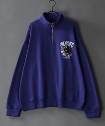 SITRY（シトリー）の「Big silhouette half zip foam print sweat shirt / ビッグシルエット ハーフジップ 発泡プリント スウェットシャツ（スウェット・メンズ）」