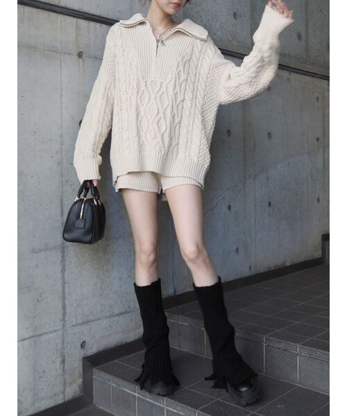 EVRIS（エヴリス）の「ニットショートパンツ【セットアップ着用可能】（その他パンツ・レディース・アイボリー/ブルー/ブラック/グレー・FREE）」の19枚目の写真