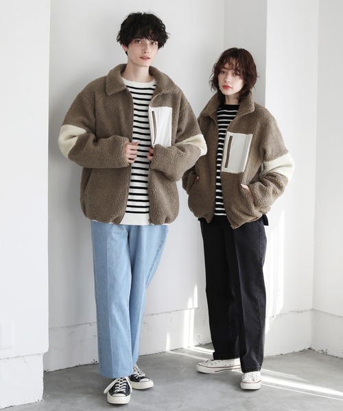 【希少】デッドストック　新品未使用　ボアジャケット　長野オリンピック限定モデル ビッグシルエットシープボア袖ラインスウィングトップジャケット