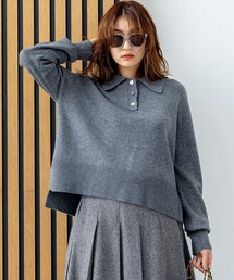 カシミヤブレンドバルキーポロ ニット