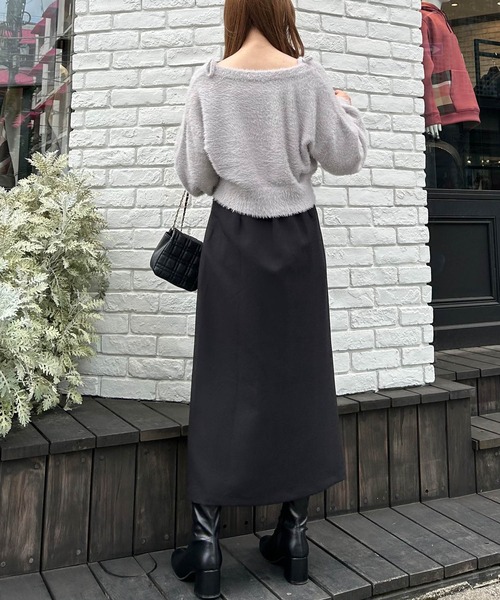 INGNI（イング）の「フェザーショート丈ニットカーディガン＋肩リボン