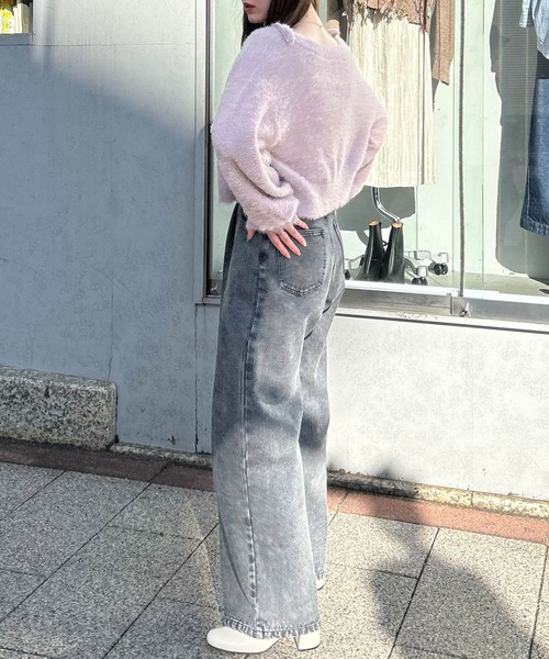 INGNI（イング）の「フェザーショート丈ニットカーディガン＋肩リボンキャミSET（アンサンブル・レディース・グレー系その他/アイボリー/ピンク・M）」の20枚目の写真