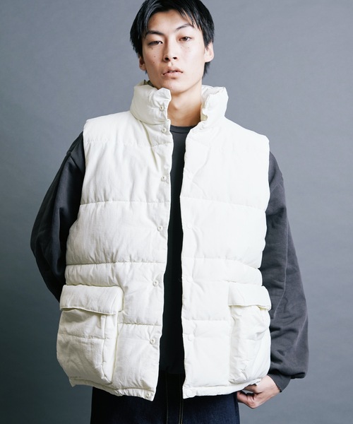 【セール】【SELECT】IR:N/C RIPSTOP HOOD ECO DOWN JACKET:ナイロン/コットン リップストップ エコダウン ベスト（ダウンベスト）｜Magine（マージン）
