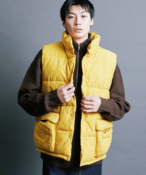 【セール】【SELECT】IR:N/C RIPSTOP HOOD ECO DOWN JACKET:ナイロン/コットン リップストップ エコダウン ベスト（ダウンベスト）｜Magine（マージン）