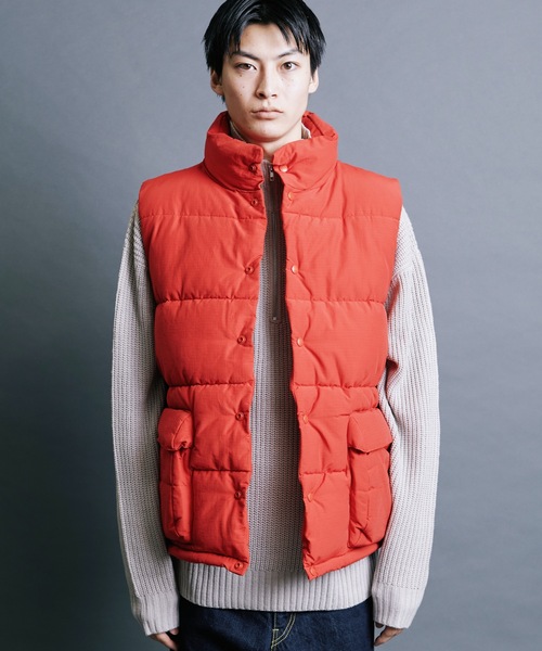 【セール】【SELECT】IR:N/C RIPSTOP HOOD ECO DOWN JACKET:ナイロン/コットン リップストップ エコダウン ベスト（ダウンベスト）｜Magine（マージン）