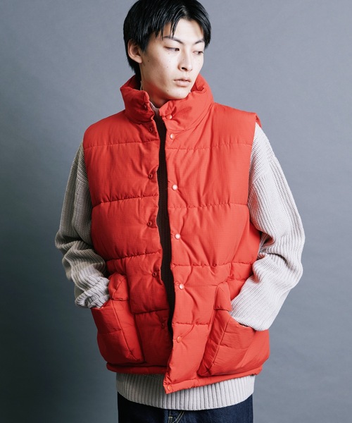 【セール】【SELECT】IR:N/C RIPSTOP HOOD ECO DOWN JACKET:ナイロン/コットン リップストップ エコダウン ベスト（ダウンベスト）｜Magine（マージン）