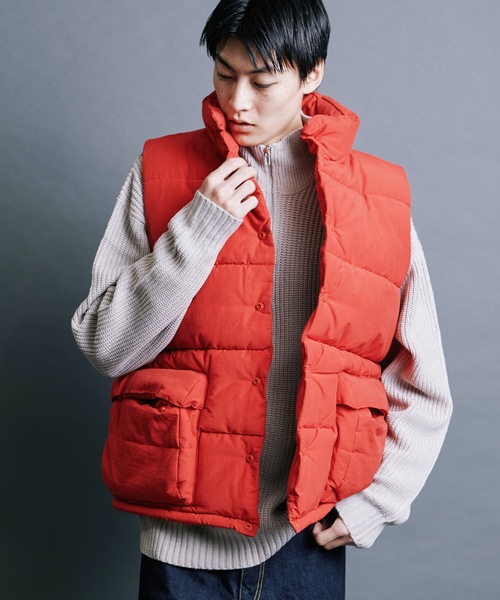 【セール】【SELECT】IR:N/C RIPSTOP HOOD ECO DOWN JACKET:ナイロン/コットン リップストップ エコダウン ベスト（ダウンベスト）｜Magine（マージン）