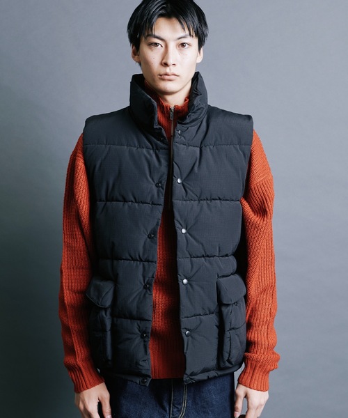 【セール】【SELECT】IR:N/C RIPSTOP HOOD ECO DOWN JACKET:ナイロン/コットン リップストップ エコダウン ベスト（ダウンベスト）｜Magine（マージン）