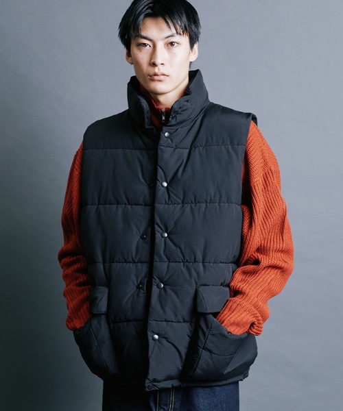 【セール】【SELECT】IR:N/C RIPSTOP HOOD ECO DOWN JACKET:ナイロン/コットン リップストップ エコダウン ベスト（ダウンベスト）｜Magine（マージン）