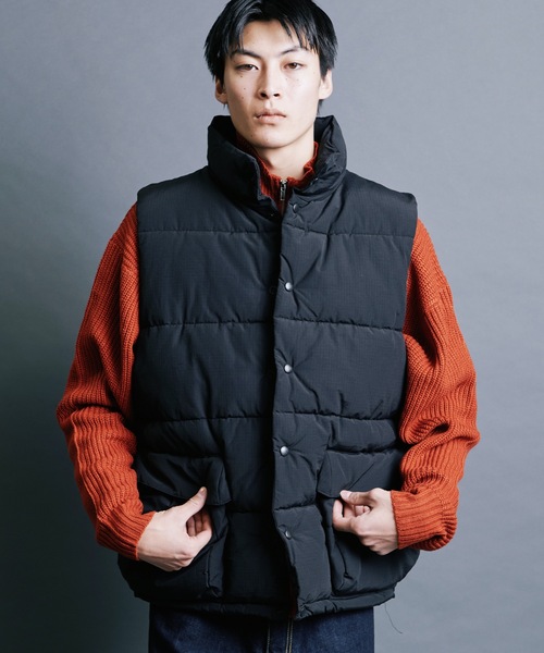 【セール】【SELECT】IR:N/C RIPSTOP HOOD ECO DOWN JACKET:ナイロン/コットン リップストップ エコダウン ベスト（ダウンベスト）｜Magine（マージン）