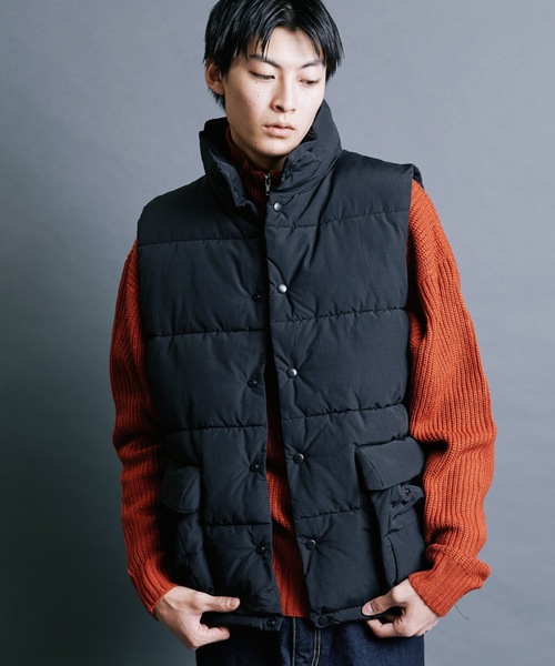 【セール】【SELECT】IR:N/C RIPSTOP HOOD ECO DOWN JACKET:ナイロン/コットン リップストップ エコダウン ベスト（ダウンベスト）｜Magine（マージン）