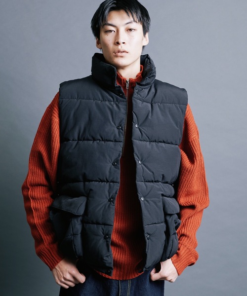 【セール】【SELECT】IR:N/C RIPSTOP HOOD ECO DOWN JACKET:ナイロン/コットン リップストップ エコダウン ベスト（ダウンベスト）｜Magine（マージン）
