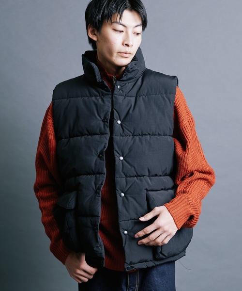 【セール】【SELECT】IR:N/C RIPSTOP HOOD ECO DOWN JACKET:ナイロン/コットン リップストップ エコダウン ベスト（ダウンベスト）｜Magine（マージン）