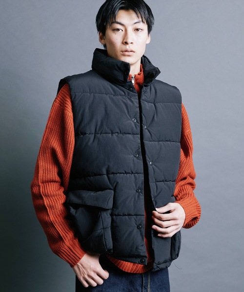 【セール】【SELECT】IR:N/C RIPSTOP HOOD ECO DOWN JACKET:ナイロン/コットン リップストップ エコダウン ベスト（ダウンベスト）｜Magine（マージン）