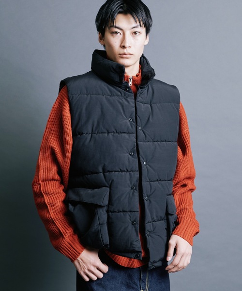 【セール】【SELECT】IR:N/C RIPSTOP HOOD ECO DOWN JACKET:ナイロン/コットン リップストップ エコダウン ベスト（ダウンベスト）｜Magine（マージン）