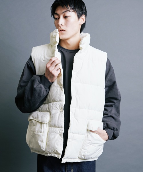 【セール】【SELECT】IR:N/C RIPSTOP HOOD ECO DOWN JACKET:ナイロン/コットン リップストップ エコダウン ベスト（ダウンベスト）｜Magine（マージン）