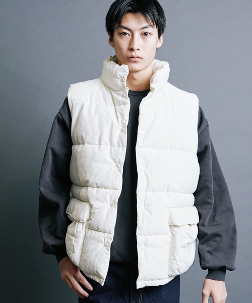 【セール】【SELECT】IR:N/C RIPSTOP HOOD ECO DOWN JACKET:ナイロン/コットン リップストップ エコダウン ベスト（ダウンベスト）｜Magine（マージン）
