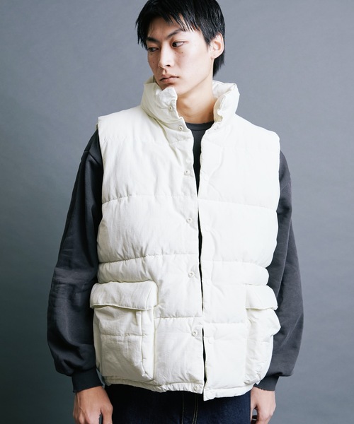 【セール】【SELECT】IR:N/C RIPSTOP HOOD ECO DOWN JACKET:ナイロン/コットン リップストップ エコダウン ベスト（ダウンベスト）｜Magine（マージン）