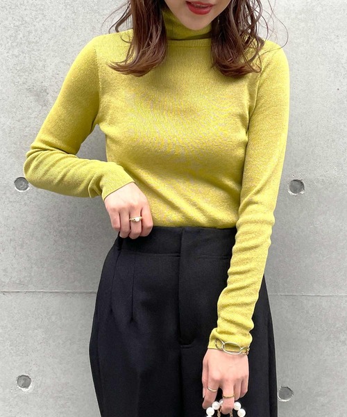 PICCIN(ピッチン)の「ラメタートル無地ニット(ニット/セーター・レディース・オフホワイト/ブラック/ベージュ/グリーン/イエロー/レッド・M)」の5枚目の写真