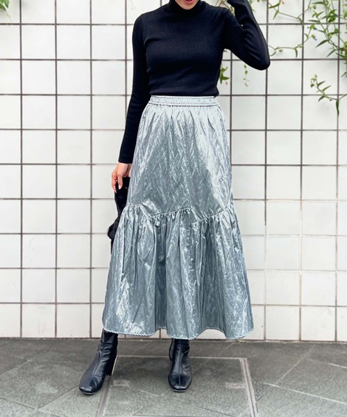 PICCIN(ピッチン)の「ラメタートル無地ニット(ニット/セーター・レディース・オフホワイト/ブラック/ベージュ/グリーン/イエロー/レッド・M)」の17枚目の写真