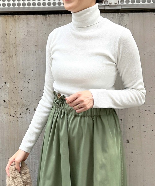 PICCIN(ピッチン)の「ラメタートル無地ニット(ニット/セーター・レディース・オフホワイト/ブラック/ベージュ/グリーン/イエロー/レッド・M)」の9枚目の写真