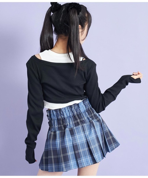 ANAP GiRL(アナップガール)の「レイヤード風リブトップス(Tシャツ/カットソー・キッズ・ブラック/ラベンダー・XS/M/S)」の22枚目の写真
