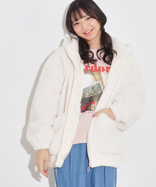 PINK-latte（ピンクラテ）の「◆アニマルエコファーブルゾン（ブルゾン・キッズ・ピンク/ブラック/アイボリー/ブラック系1・14/15 /16）」の12枚目の写真