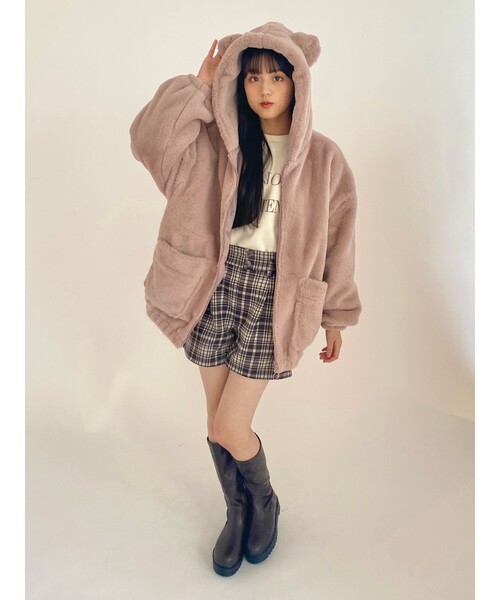 PINK-latte（ピンクラテ）の「◆アニマルエコファーブルゾン（ブルゾン・キッズ・ピンク/ブラック/アイボリー/ブラック系1・14/15 /16）」の20枚目の写真