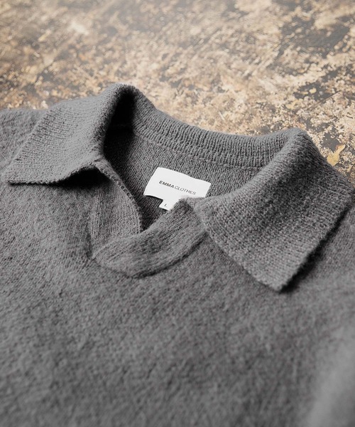 EMMA CLOTHES（エマクローズ）の「ルーズモヘアライクポロニット EMMA CLOTHES（ニット/セーター・メンズ・グレー/ブラック/ブルー/ベージュ・M/L）」の10枚目の写真