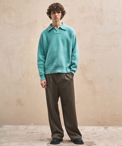 EMMA CLOTHES（エマクローズ）の「ルーズモヘアライクポロニット EMMA CLOTHES（ニット/セーター・メンズ・グレー/ブラック/ブルー/ベージュ・M/L）」の20枚目の写真