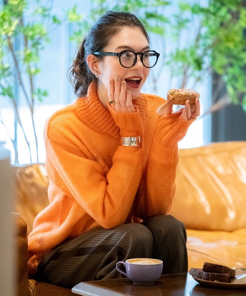 COMMRE（コムル）の「シアーモヘアタートル（ニット/セーター・レディース・オレンジ/ライム/ホワイト・FREE）」の15枚目の写真