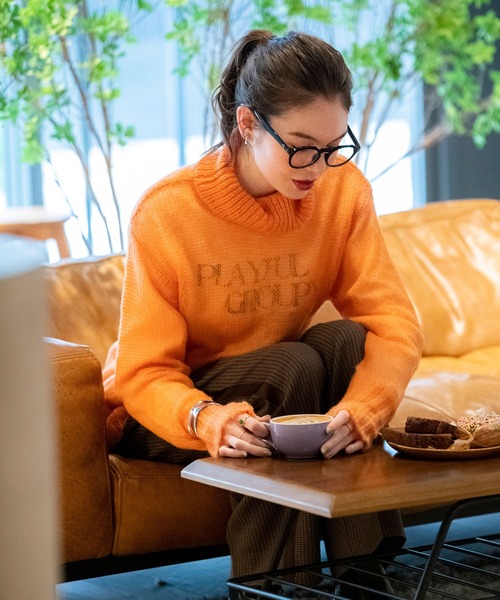 COMMRE（コムル）の「シアーモヘアタートル（ニット/セーター・レディース・オレンジ/ライム/ホワイト・FREE）」の17枚目の写真