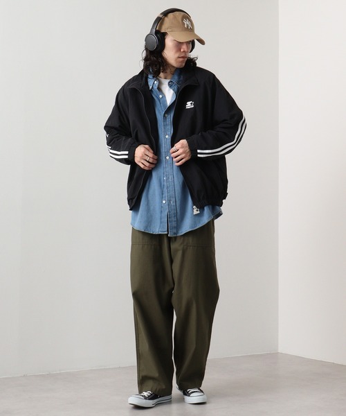 STARTER BLACK LABEL（スターターブラックレーベル）の「STARTER BLACK LABEL ナイロンワッシャー 袖ライン ラグラン 裏メッシュトラックジャケット（ナイロンジャケット・メンズ・ブラック・M/L/XL）」の21枚目の写真