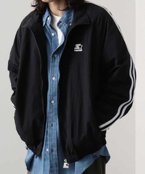 STARTER BLACK LABEL（スターターブラックレーベル）の「STARTER BLACK LABEL ナイロンワッシャー 袖ライン ラグラン 裏メッシュトラックジャケット（ナイロンジャケット・メンズ・ブラック・M/L/XL）」の18枚目の写真