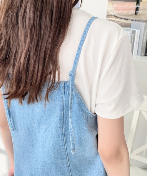 moment+（モーメントプラス）の「ライトオンスデニムダブルリボンオープンキャミソール（キャミソール・レディース・インディゴブルー/サックスブルー/ブラック・L/M）」の6枚目の写真