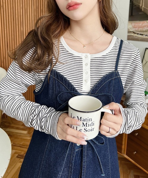 moment+（モーメントプラス）の「ライトオンスデニムダブルリボンオープンキャミソール（キャミソール・レディース・インディゴブルー/サックスブルー/ブラック・L/M）」の18枚目の写真