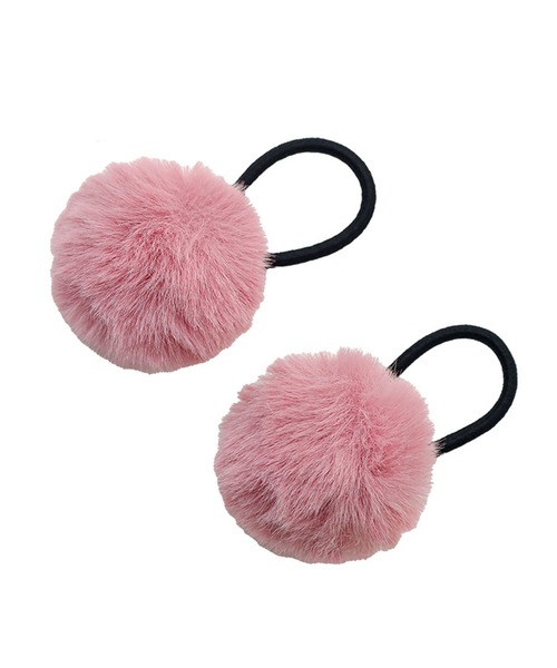 Catherine Cottage（キャサリンコテージ）の「ポンポンファーヘアゴム　2個セット（ヘアゴム・キッズ・ブラウン/ピンク/グレー/ブルー/オフホワイト/モーブ系/ライラック/ベージュ・FREE）」の7枚目の写真